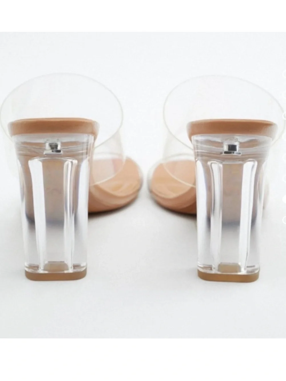 Zara Clear Block Heel PVC Mules Minimalist Square Toe Sandal - Picture 4 of 9